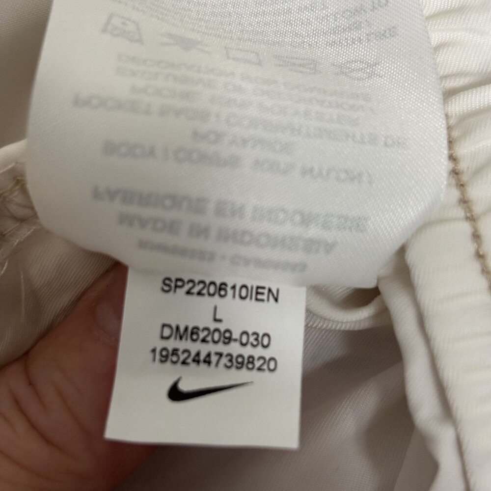 Nike Size Large Woven Utility Pants Beige/Cream Patchwork Elastic Waist - Picture 9 of 9